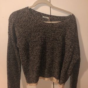 Kimchi Blue black and white sweater w/ lace trim